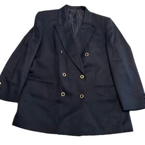 Vtg Westbury Blazer Mens 44 R Navy Wool Double Breasted Gold Buttons Peak Lapel
